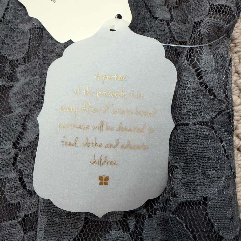 Altar'd State Holiday Party Lace Dress Size Large NWT Charcoal Fit Flare - Picture 8 of 16